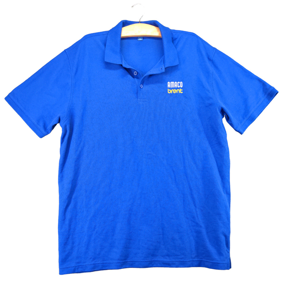 Port Authority Amaco Logo Embroidered Polo Shirt Mens XL Short Sleeve Blue